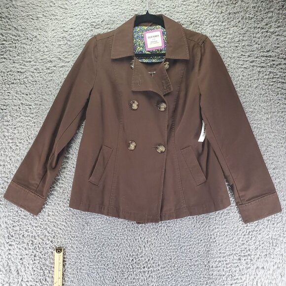 Old Navy Jacket Womens Medium Brown Double Breasted Button Front *NWT* - Picture 1 of 11